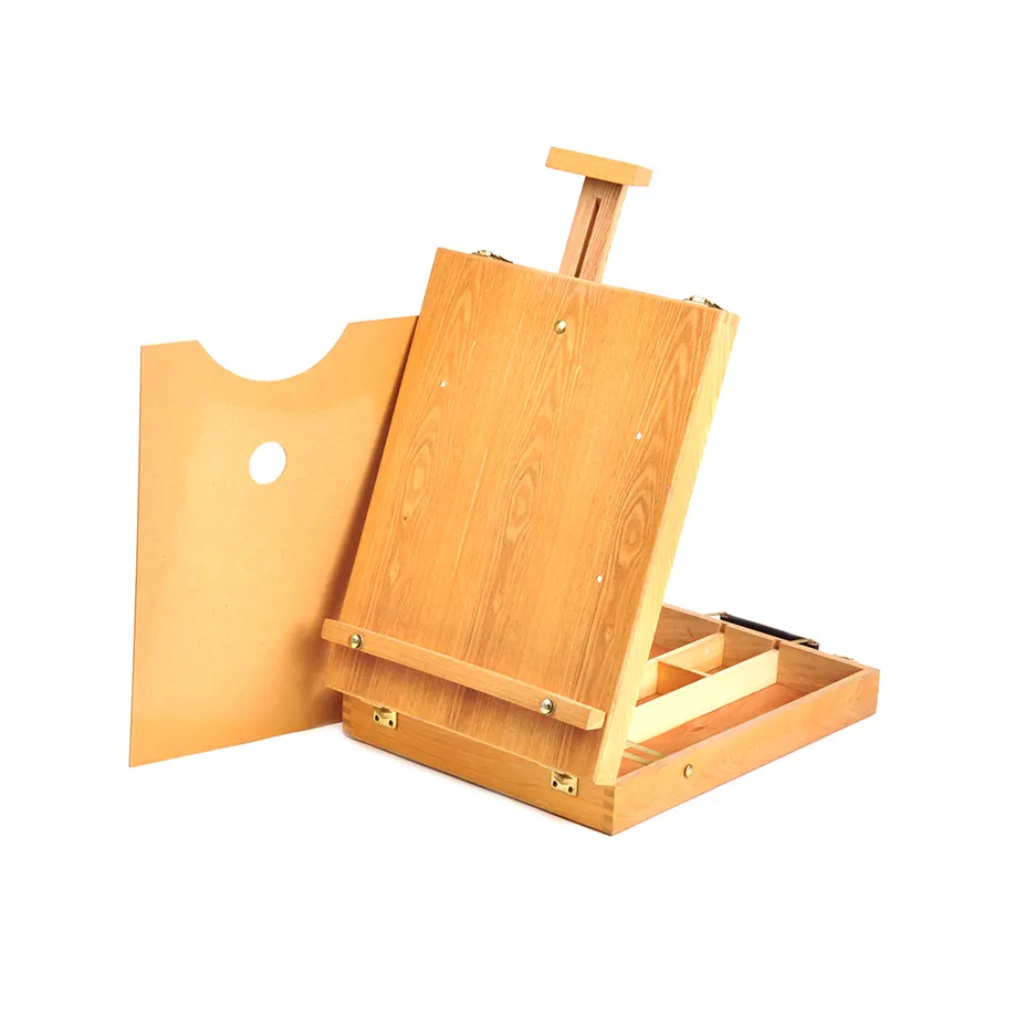 Tabletop Easel with Sketch Box and Wooden Palette -  13" x 17" x 1/2"