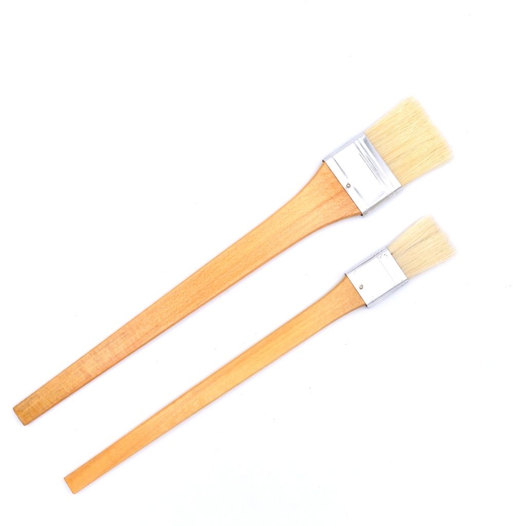 White Bristle Decorator's Brush with Wooden Long Handle - Flat 2.5"