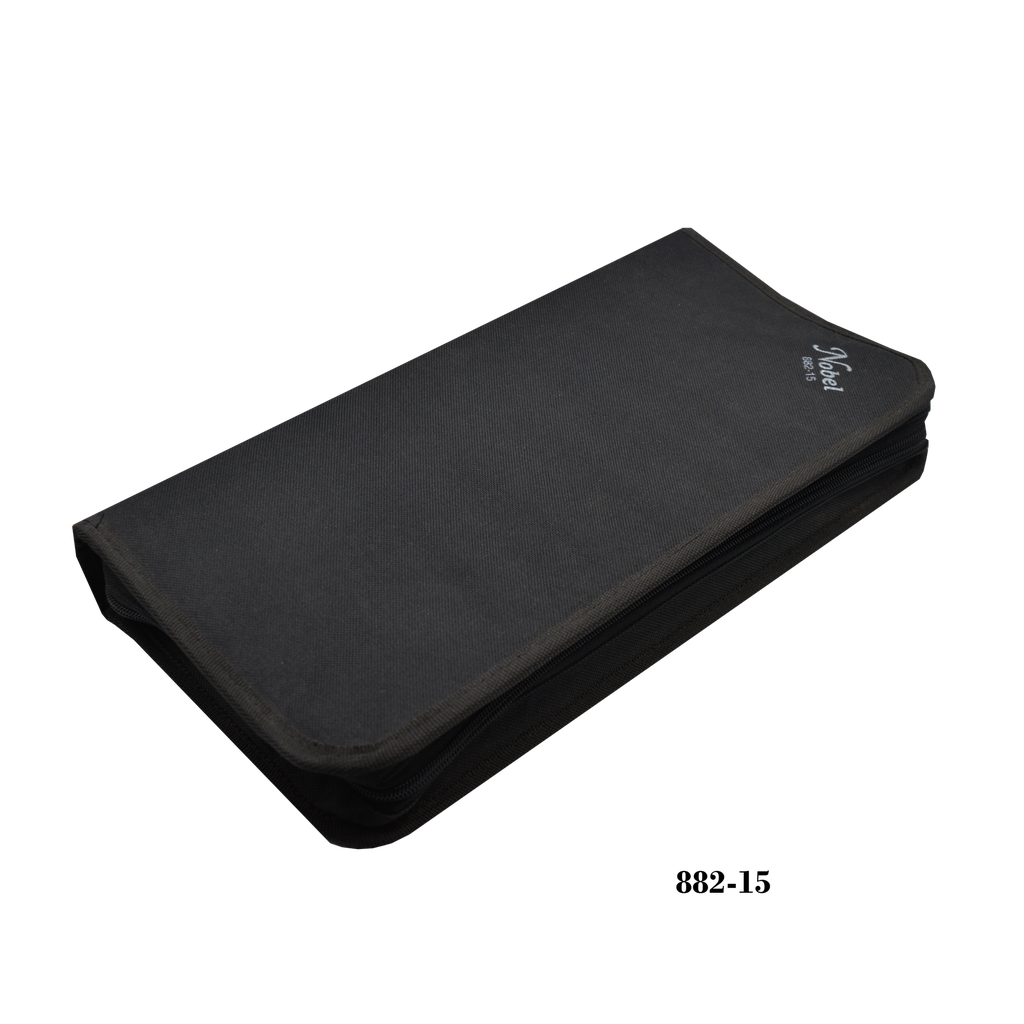 Long Handle Brush & Accessories Zippered Case with 9 Slots For Brushes and a Velcro Net For Accessories