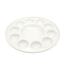 Round Ceramic Palette With Clear Cover, 10 Wells and 1 Mixing Area - 4" Diameter x 1" Height
