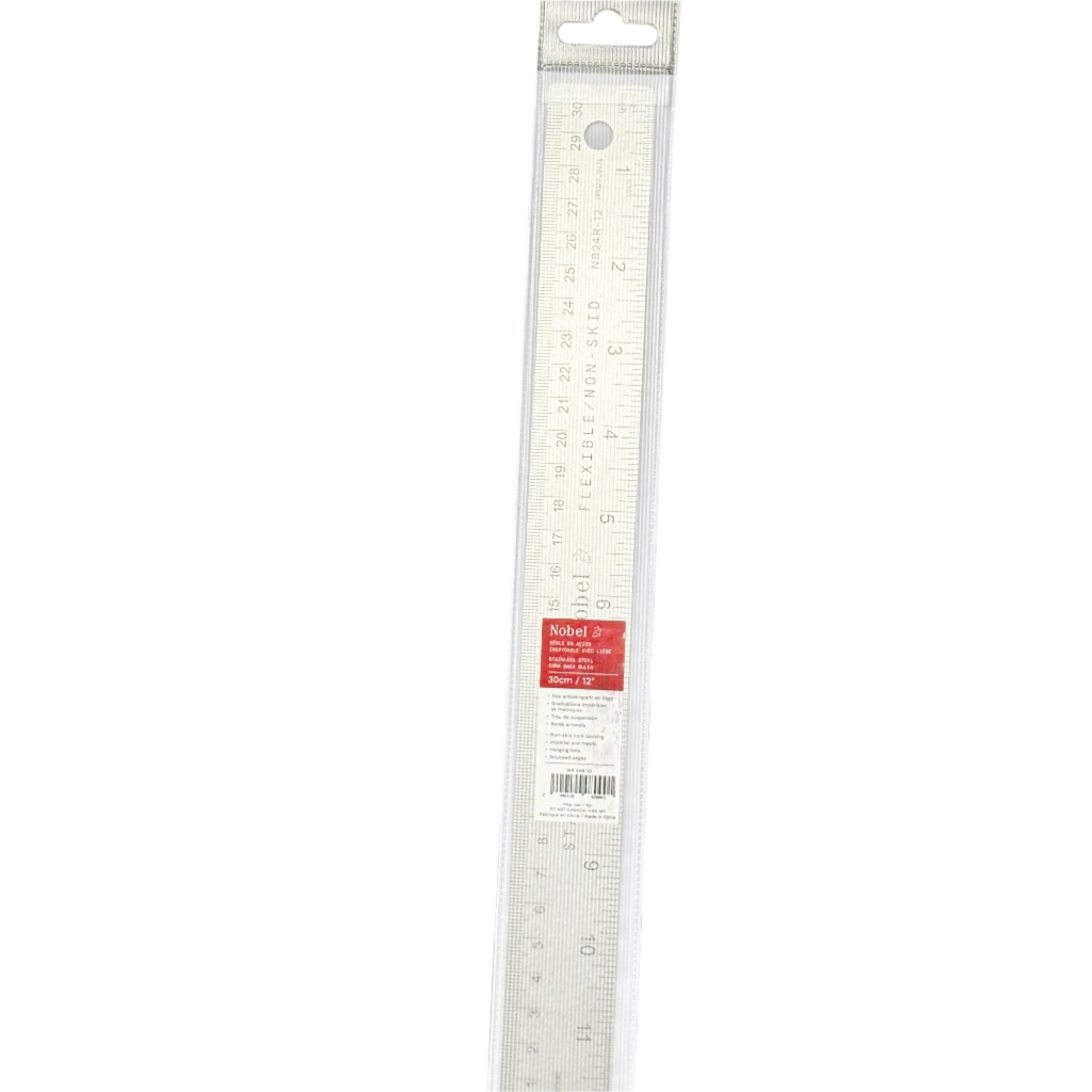Nobel Machinist Steel Ruler with Cork Backing - 12"