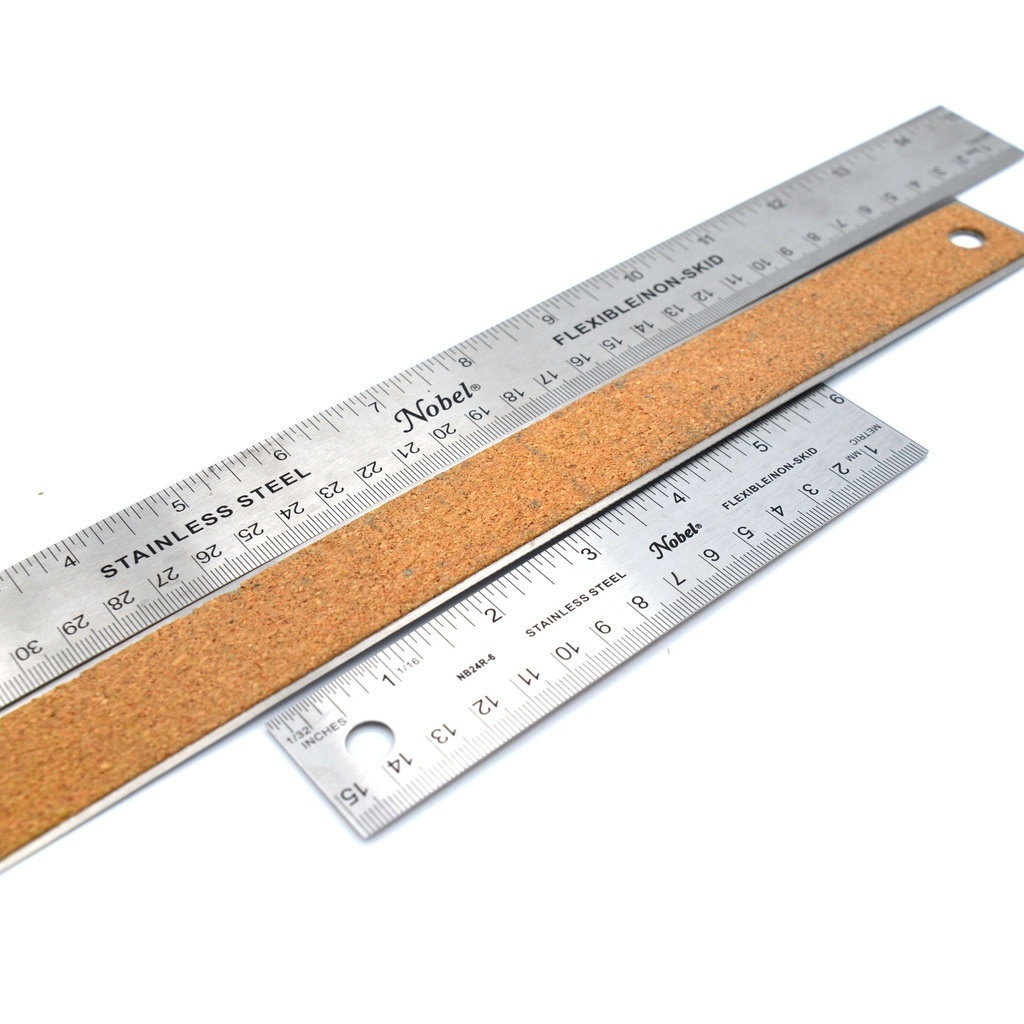 Nobel Machinist Steel Ruler with Cork Backing - 12"