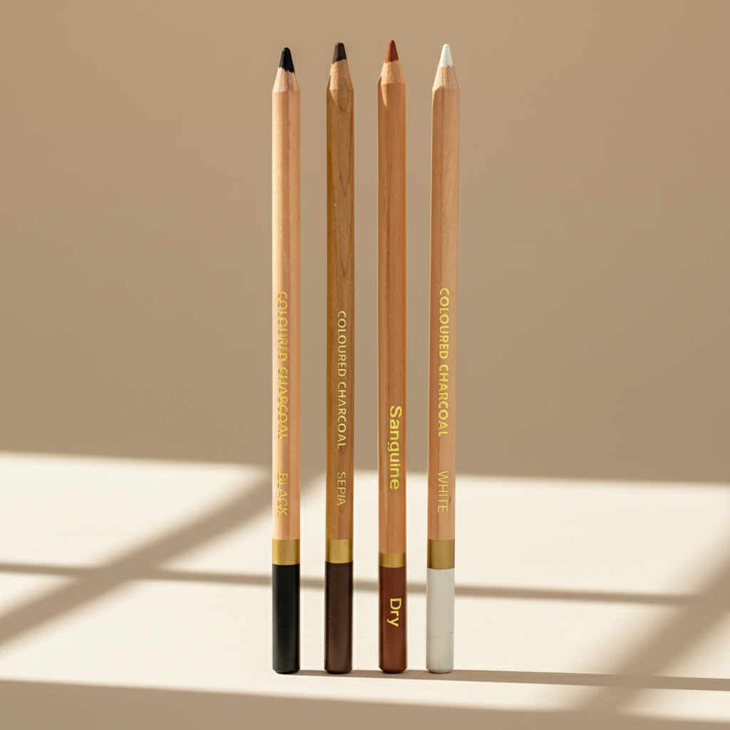 Crayons de couleur fusain - Sépia