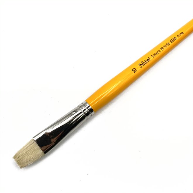 Nobel - White Hog Bristle Brush with Long Handle - Bright #4