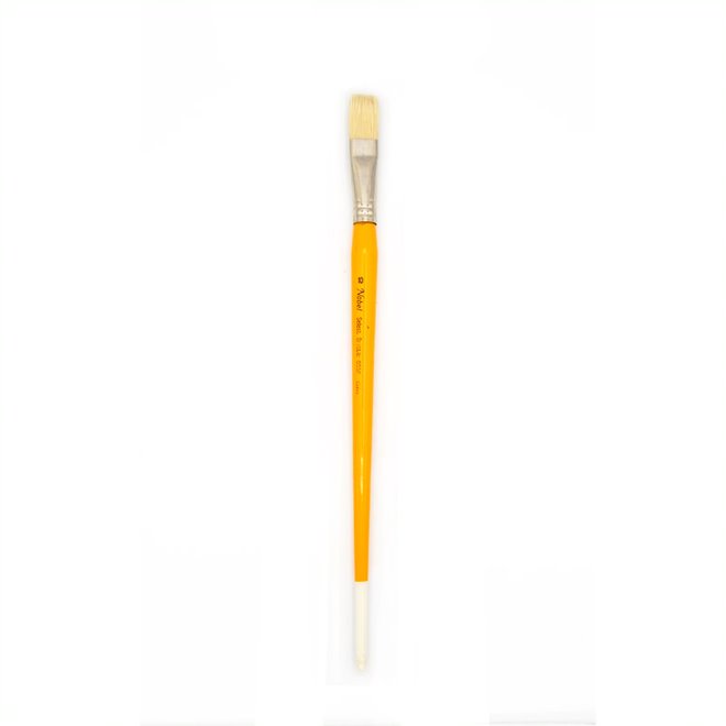 Nobel - White Hog Bristle Brush with Long Handle - Flat #10