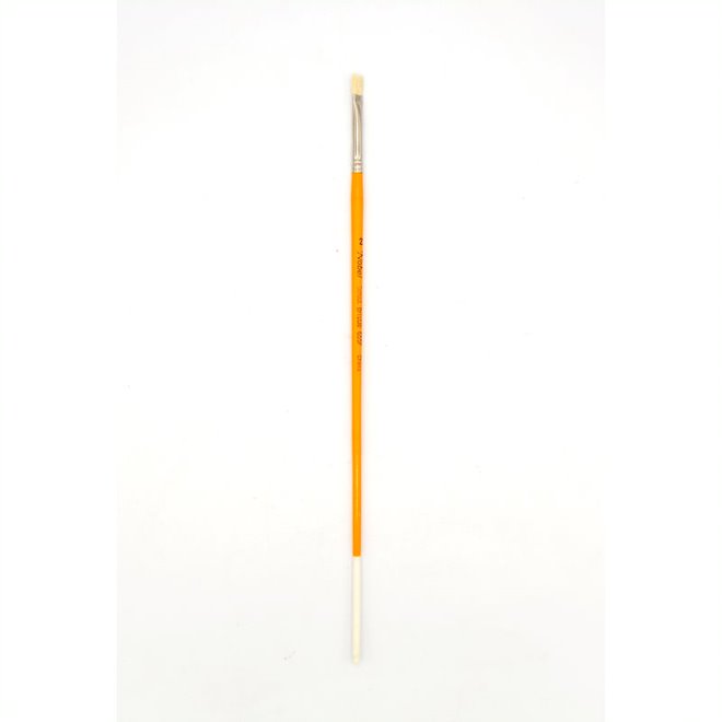 Nobel - White Hog Bristle Brush with Long Handle - Flat #2