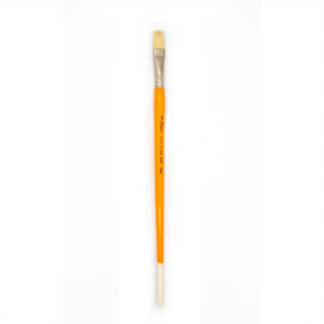 Eterna - White Hog Bristle Brush with Long Handle - Flat #8