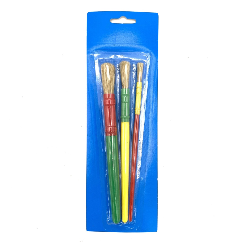 Kids Hog Hair Brush with Ergonomic Multicolor Handle - Set Of 3