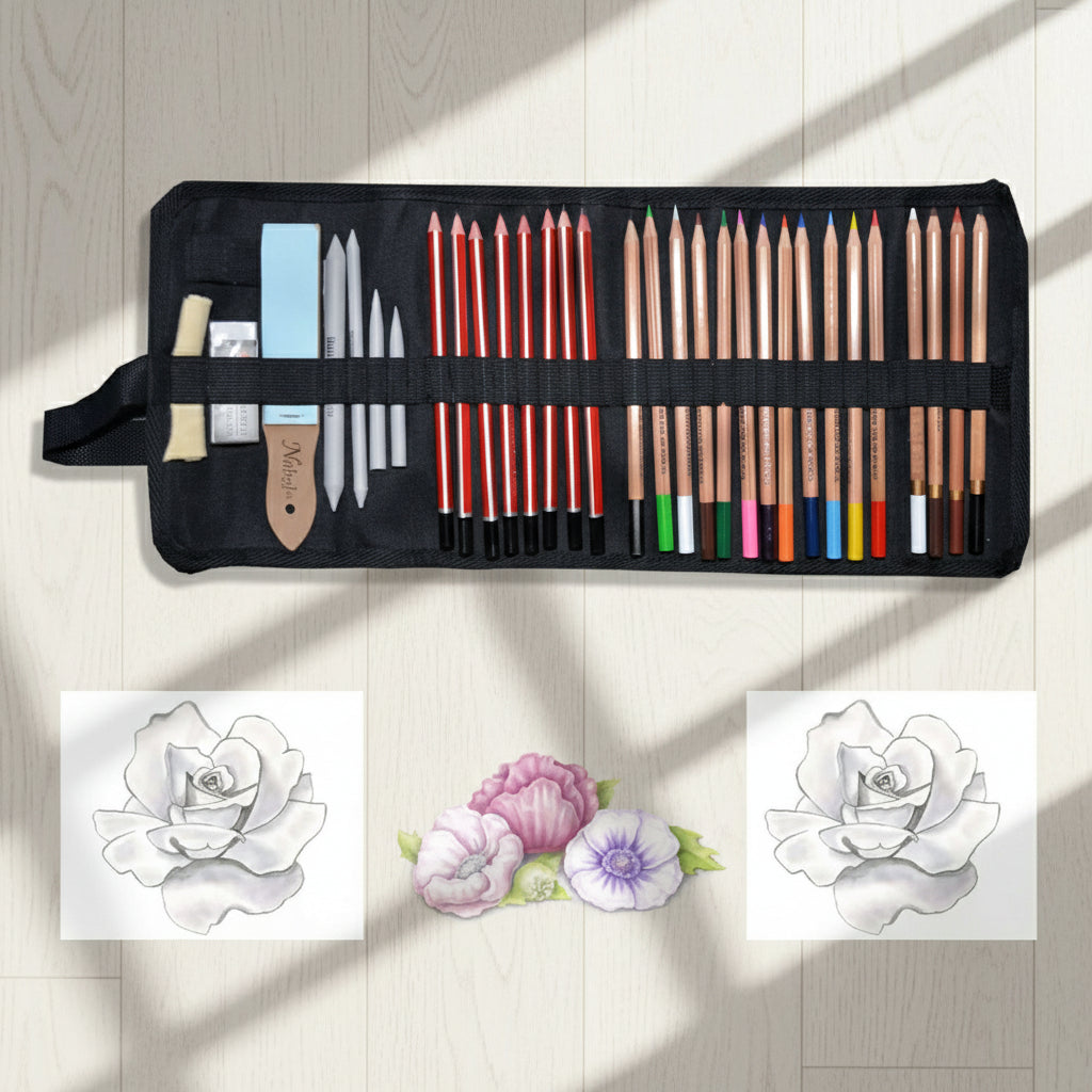 Drawing Pencil Set with Wrap Case - 32 Pcs