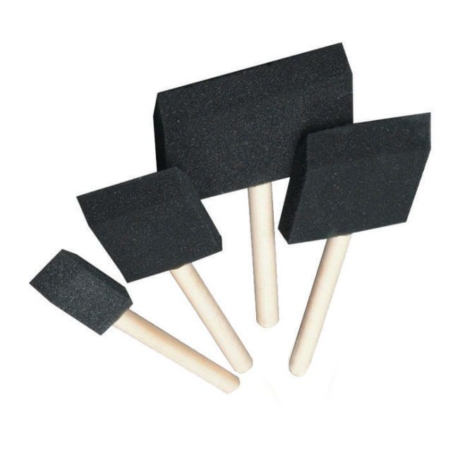 Black Foam Paintbrush - Wooden Handle, 3"