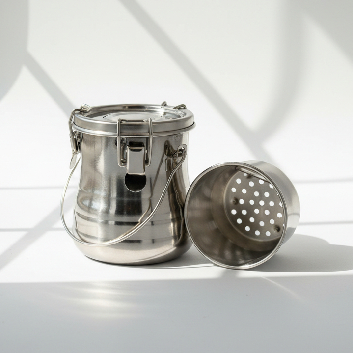 Lave-pinceau en acier inoxydable avec couvercle hermétique et écran amovible