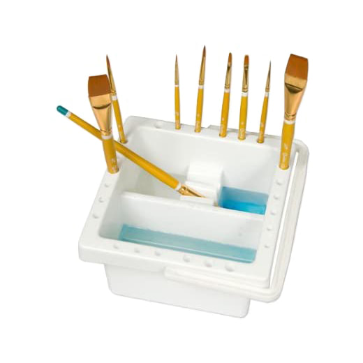 Plastic Brush Washer Bassin with 24 Brush Holding Slots and a Lid that Doubles As A Color Palette