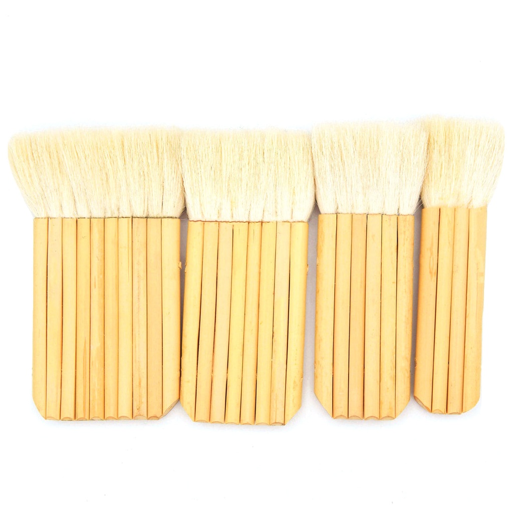 pinceau multi-têtes en poils de chèvre en bambou - plate