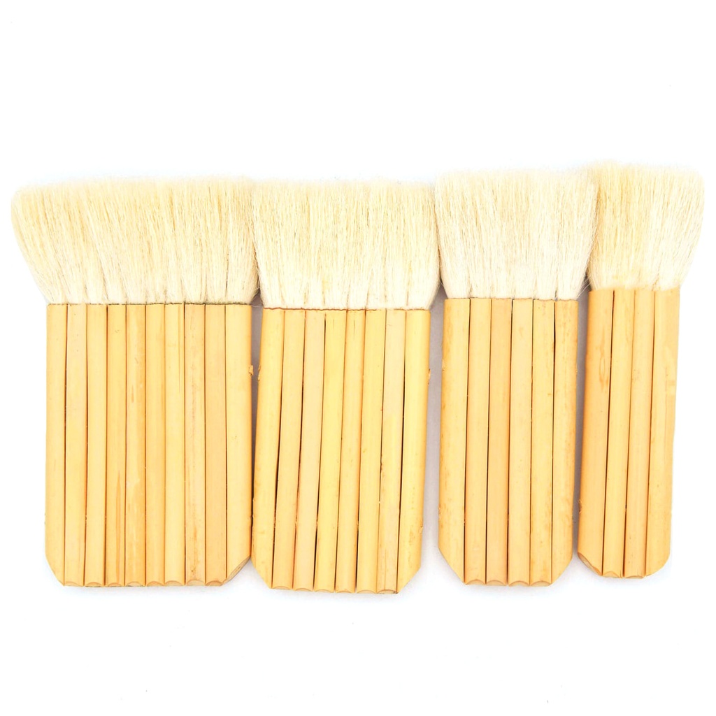 pinceau multi-têtes en poils de chèvre en bambou - plate