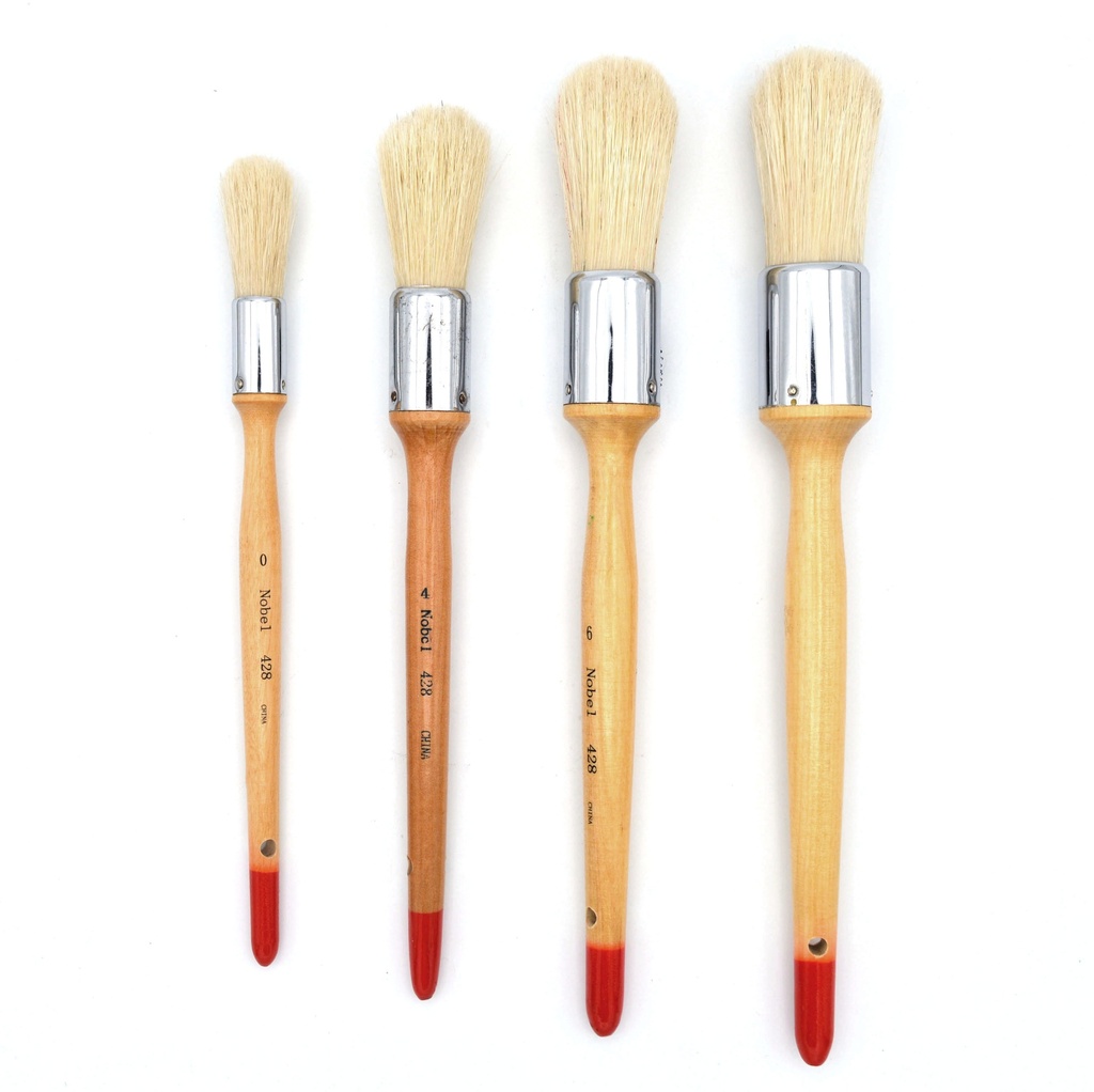 White Hog Bristle Brush - Round Sash, 1 1/8"