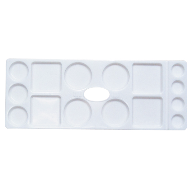 Plastic Color Palette with 15 Wells and Thumb Hole (4 Small-Round, 3 Medium-Round, 4 Large-Round, 4 Square)