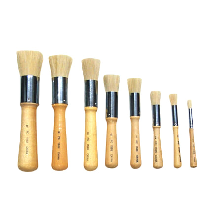 Hog Bristle Brush with Short Handle - Set of 3 Stencil brushes (#1/4, #00 #2/0)