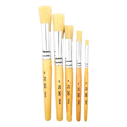 Eterna - White Hog Bristle Brush With Short Handle - Stencil #3