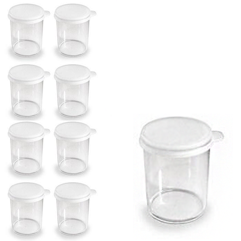8 Clear Plastic Cups With Cover, 1 1/2" x 2"