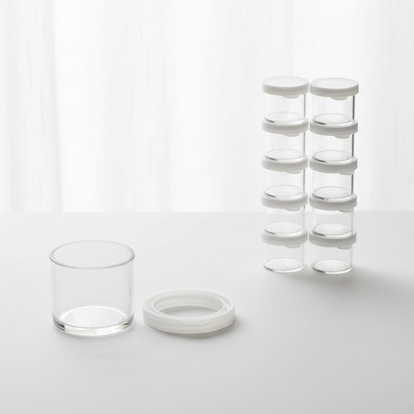 8 Clear Plastic Cups With Cover, 1 1/" x 1 1 1/2"