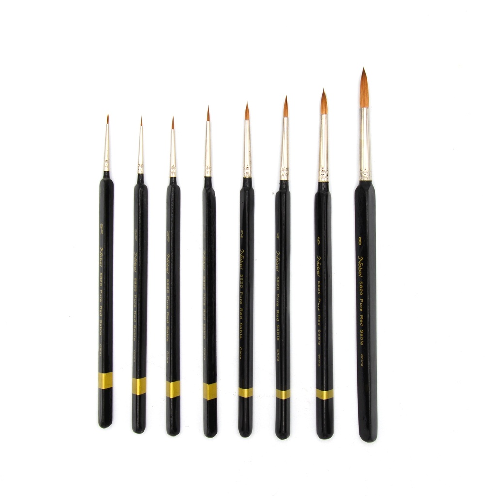 Pure Sable Hair Brush with Triangular Short Handle - #4