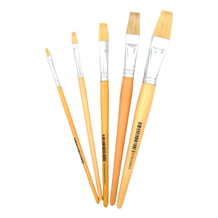 Eterna - White Hog Bristle Brush With Short Handle - Flat #6