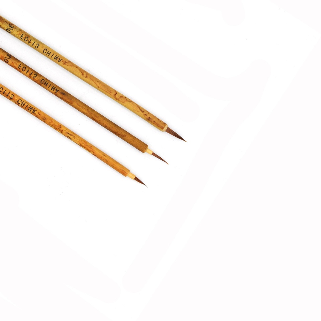 Pure Red Sable and Goat Hair Fine Detail  Bamboo Brush - Set Of 3