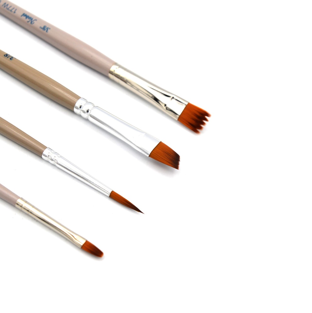 Comet - Set Of 4 Mixed Golden Synthetic Short Handle Brushes