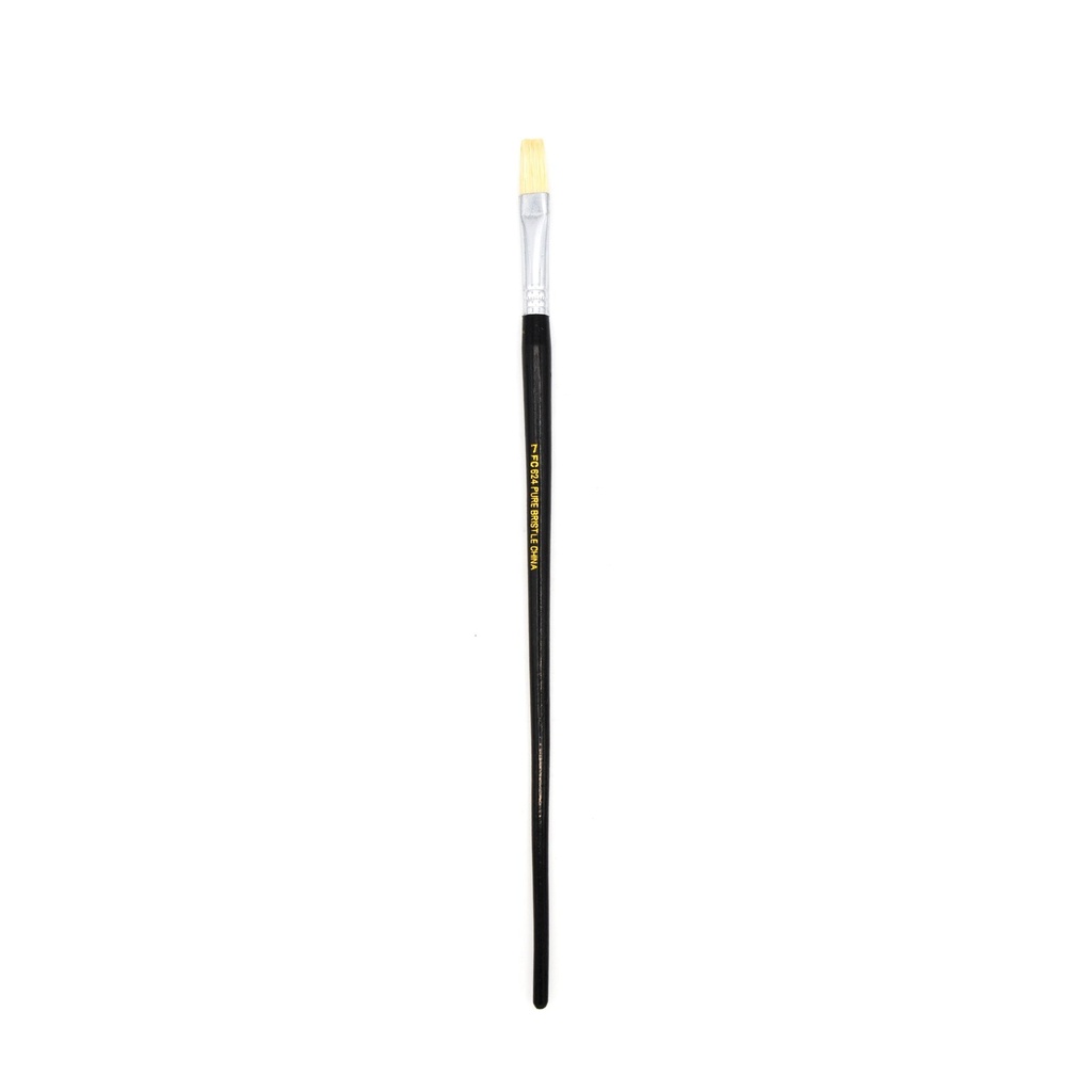 Eterna - White Hog Bristle Brush with Short Black Handle - Flat #3