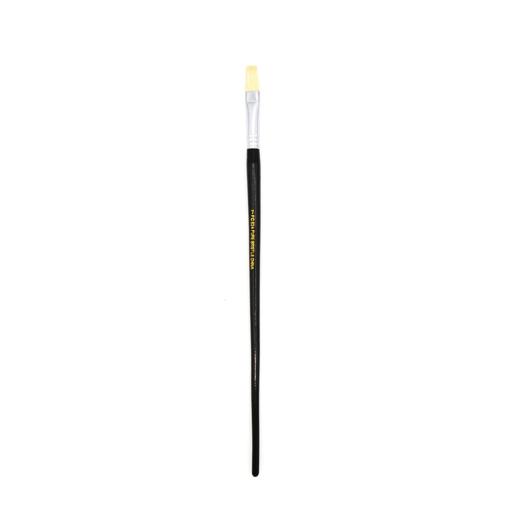 Eterna - White Hog Bristle Brush with Long Black Handle - Flat #7