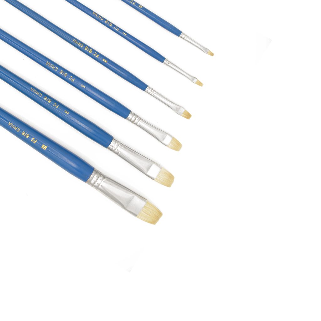 Set of 6 - White Hog Bristle Brush with Long Handle