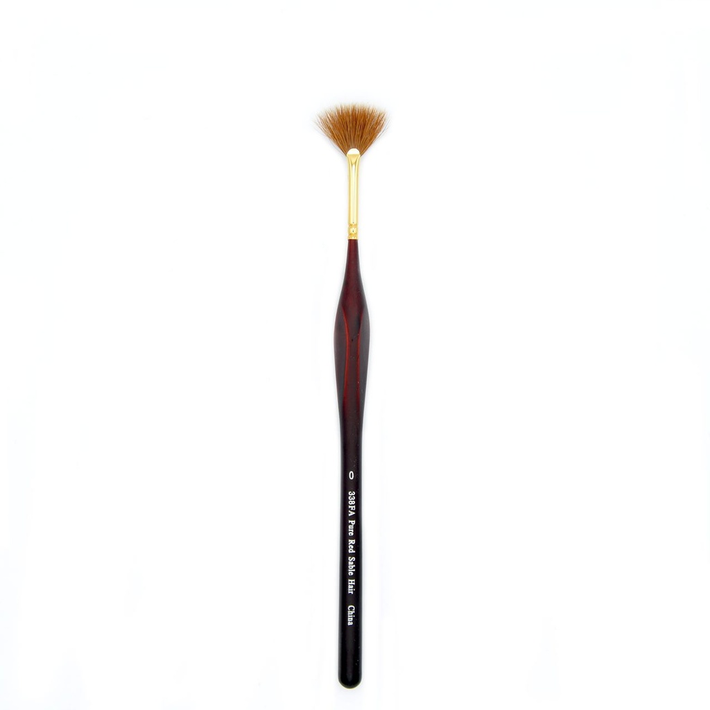Gold - Red Sable Hair Brush with 24K Gold Ferrule and Triangular Handle - Fan #2/0