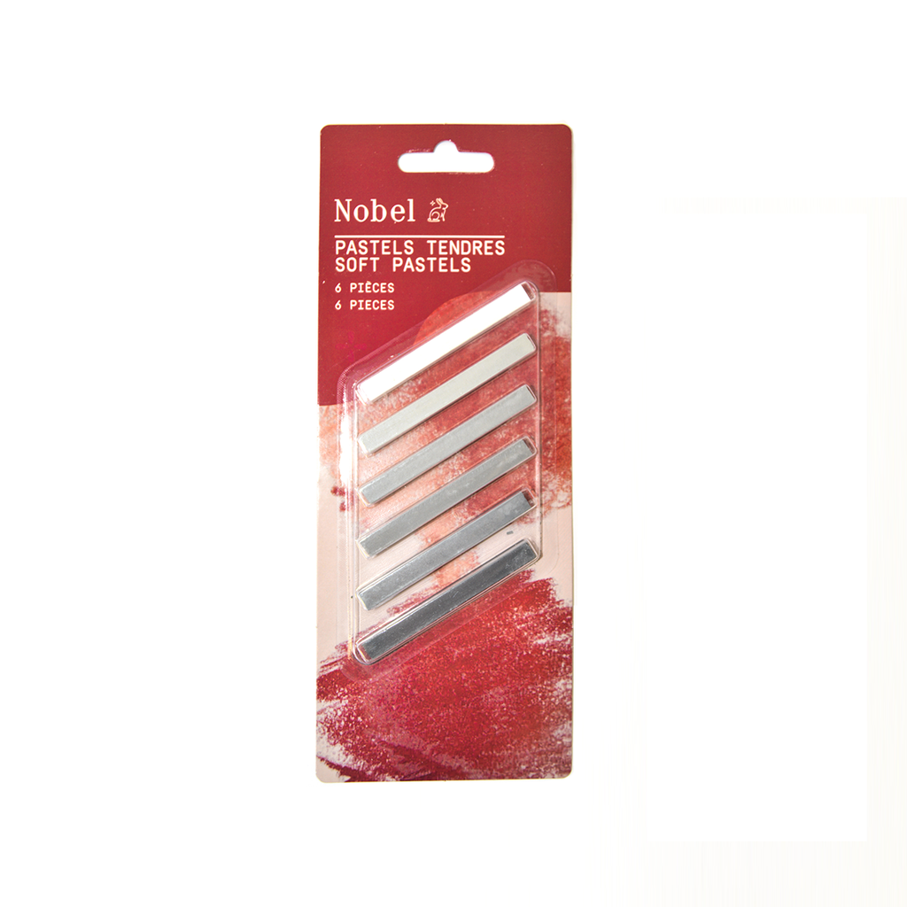 Set de 6 pastels tendres Nobel : tons de gris