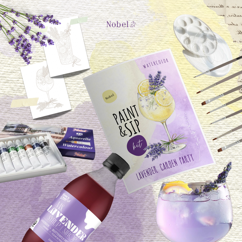 Paint and Sip - Watercolor Lavender Garden Kit