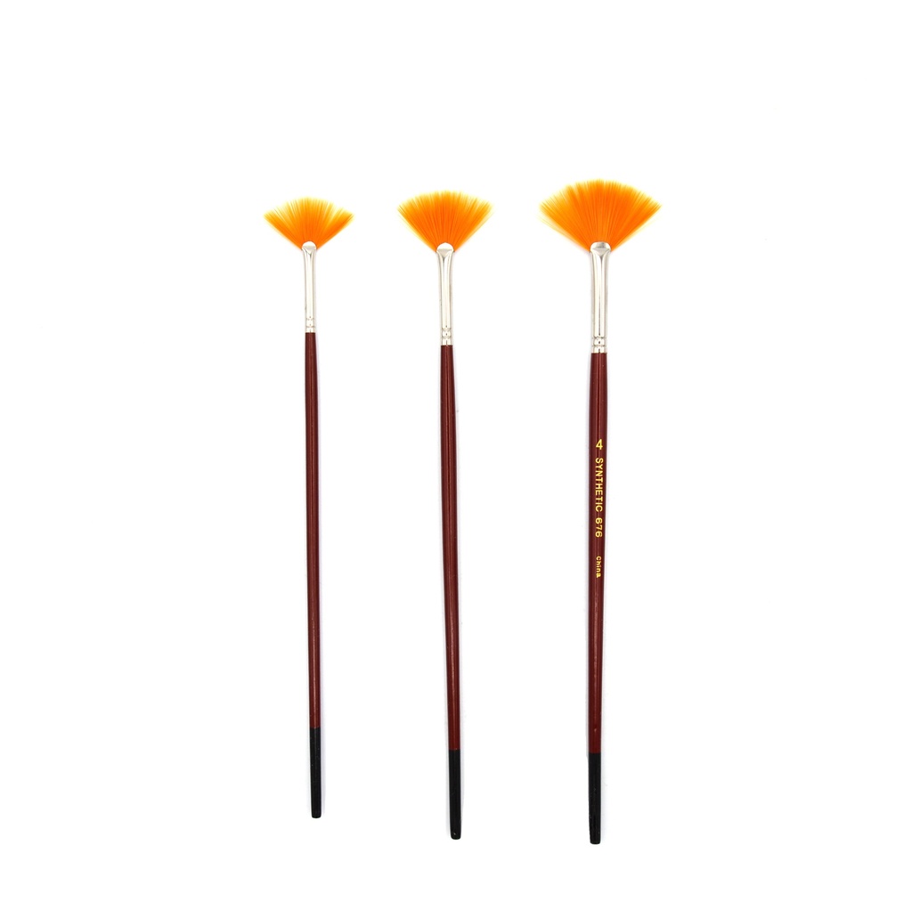 Golden Synthetic Hair Brush With Short Handle - Fan #2