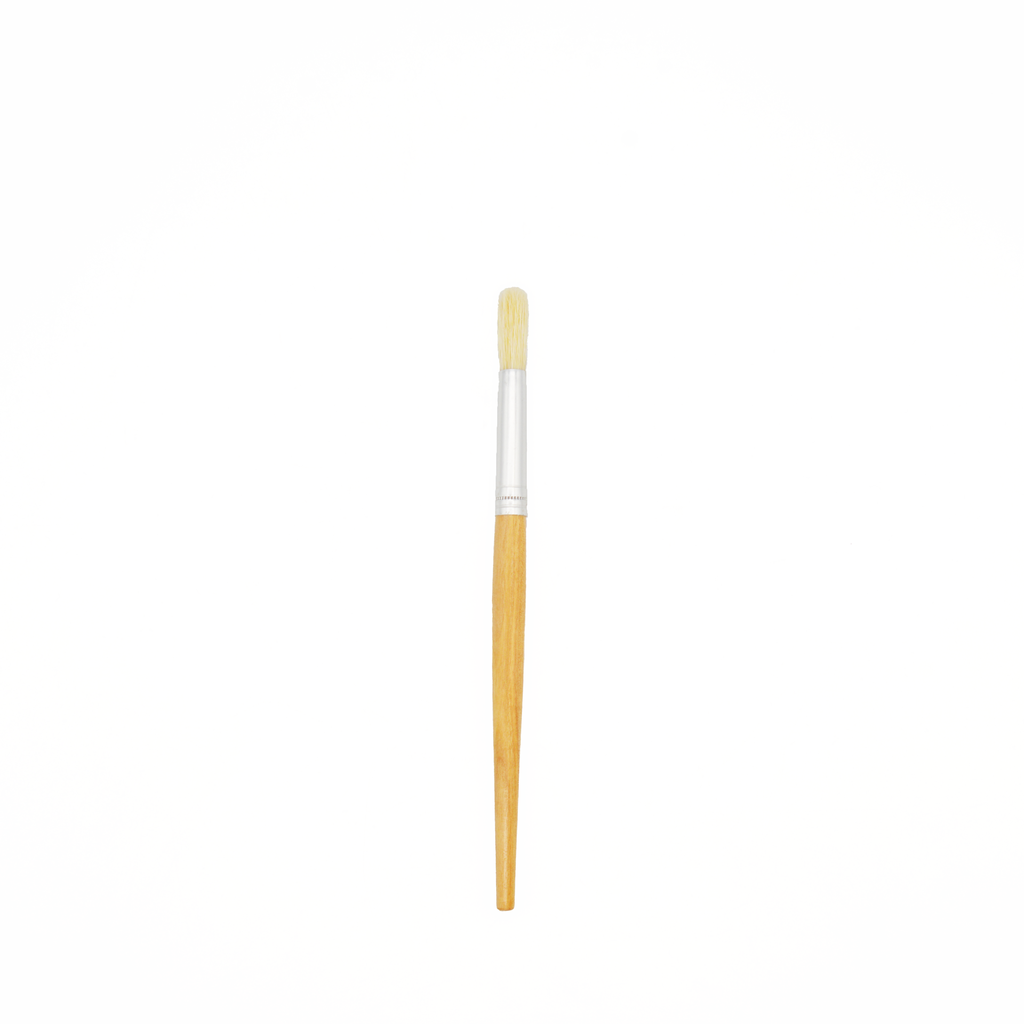 White Hog Bristle Brush with Short Handle - Round #5