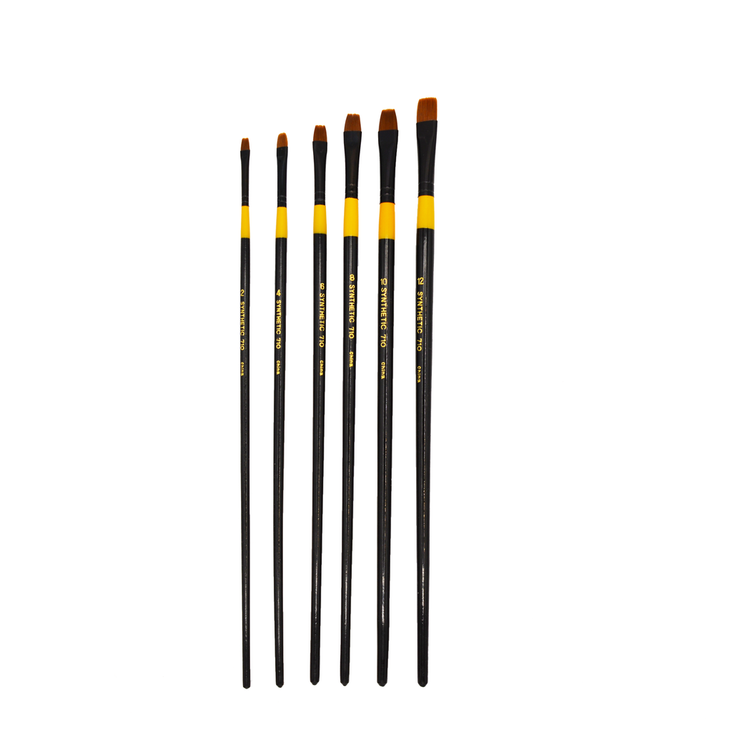 Aquaflex - Brown Synthetic Hair Brushes with Long Handle - Bright #10