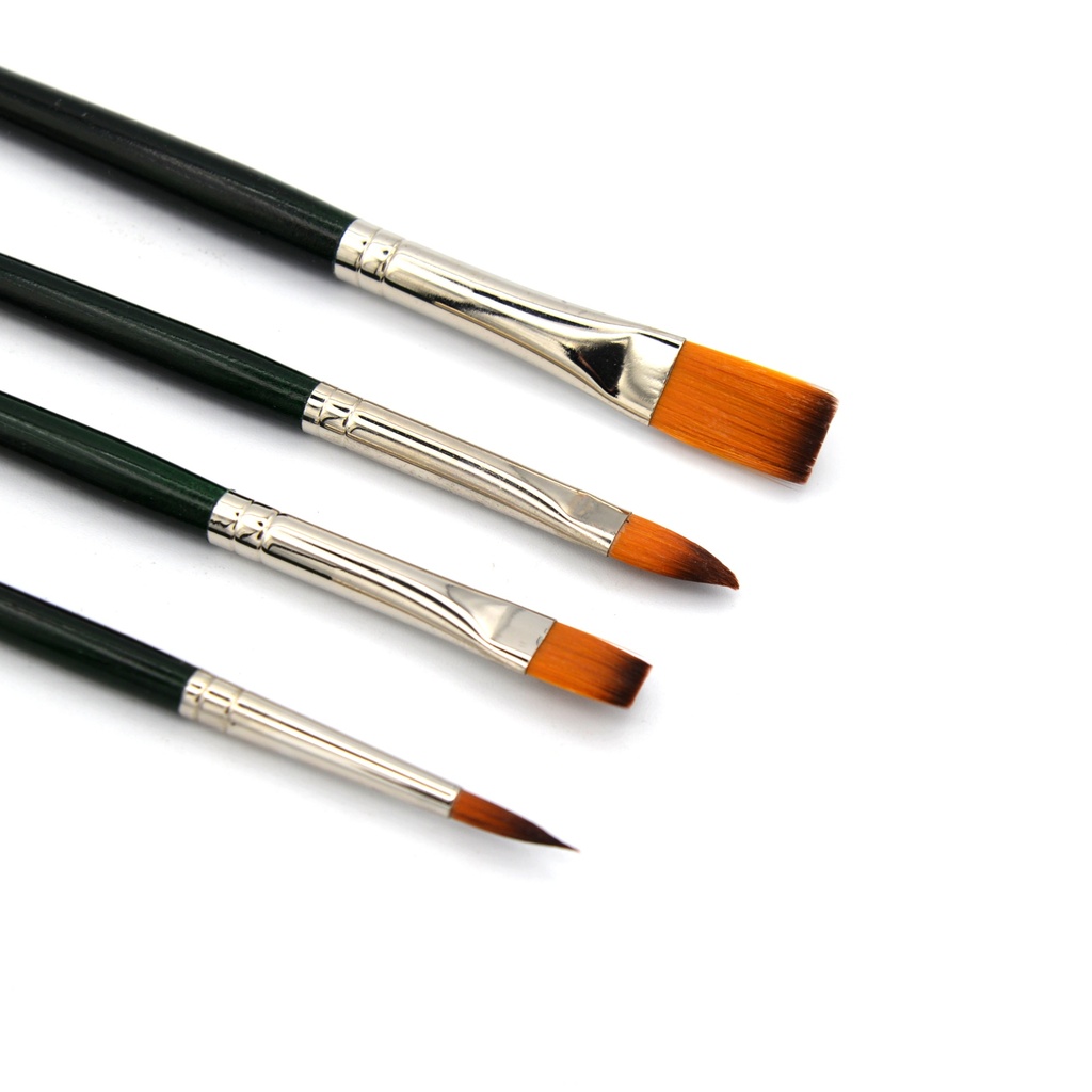 Connoisseur Gold - Golden Synthetic Brush, Set Of 4 Professional Artist Brushes (1 Pointed, 1 Filbert, 1 Round, 1 Bright)