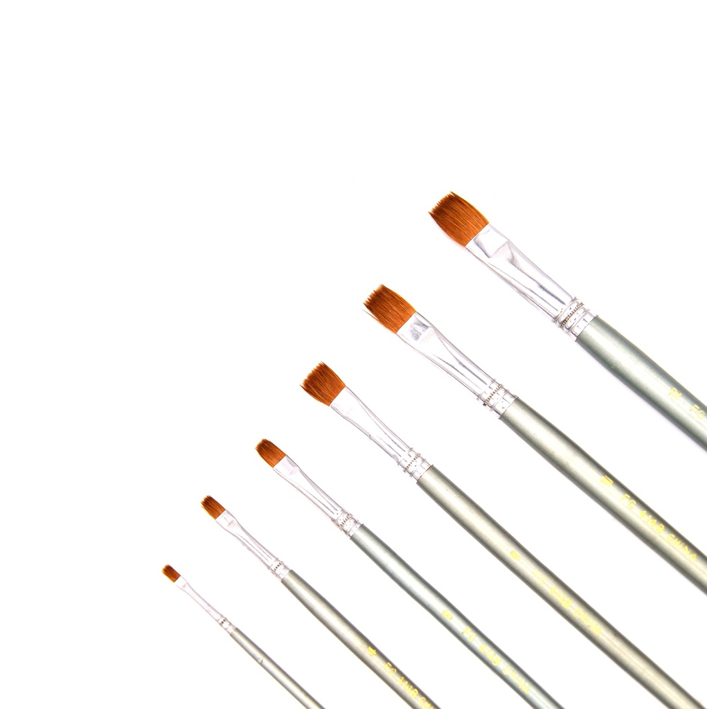 Pure Sable Hair Brushes with Long Handle - Set of 6