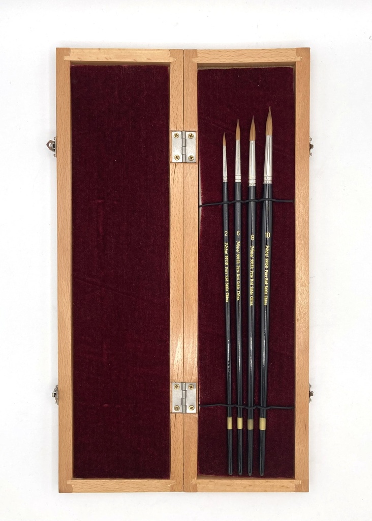 pinceau à poils en Martre avec Manche Long - ensemble de 4