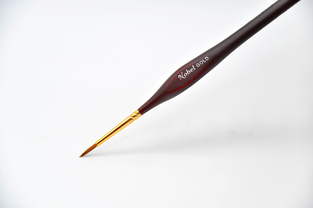 Nobel Gold pinceau à poils en martre rouge avec virole en or 24 carats et manche triangulaire - Brillant 1/4"