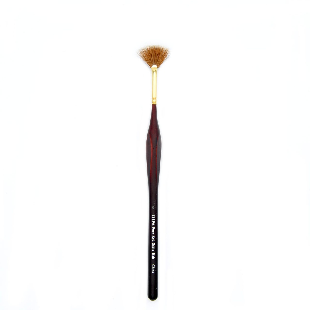 Gold - Red Sable Hair Brush with 24K Gold Ferrule and Triangular Handle - Fan #0