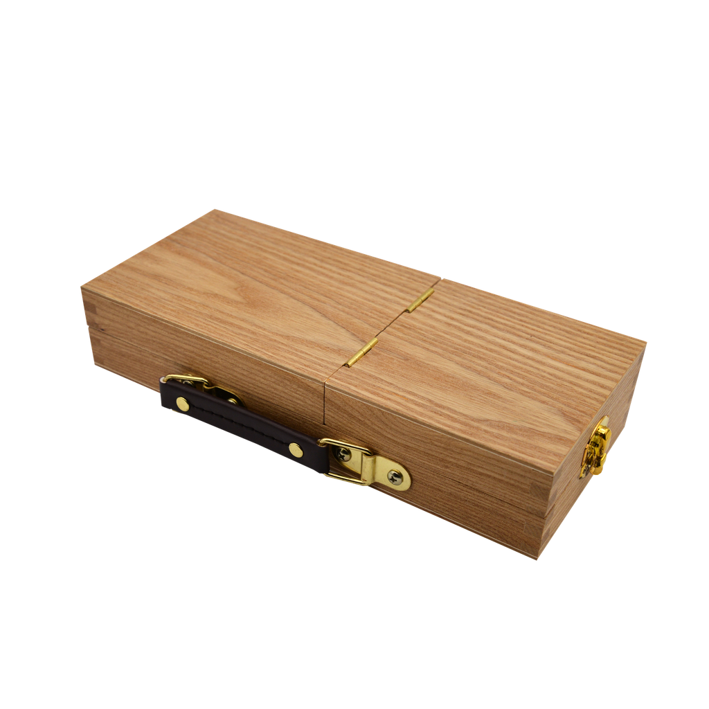 Boîte à pinceaux pliable en bois avec 6 emplacements pour pinceaux à manche court et espace de rangement
