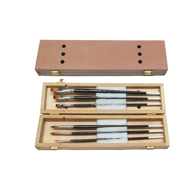 Brush Box With Metal Clasps For Oil Painting, 3 1/2" x 14 1/4" x 1 1/2"