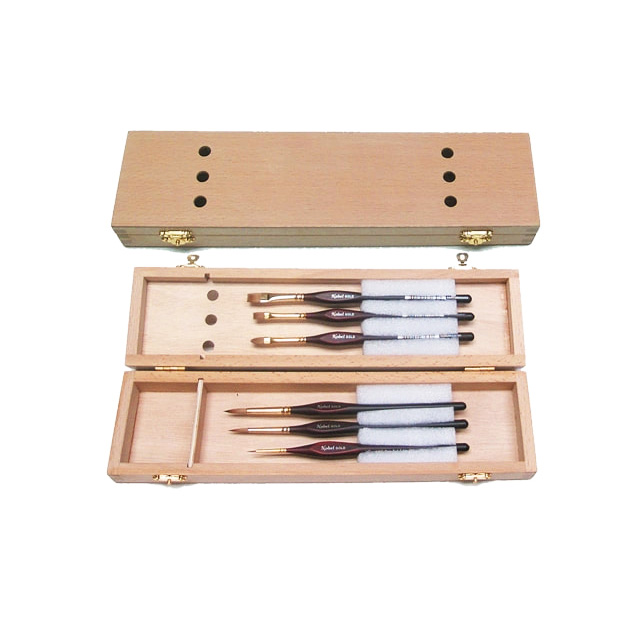 Brush Box With Metal Clasps For Watercolor, 3 1/2" x 13 1/4" x 1 1/2"