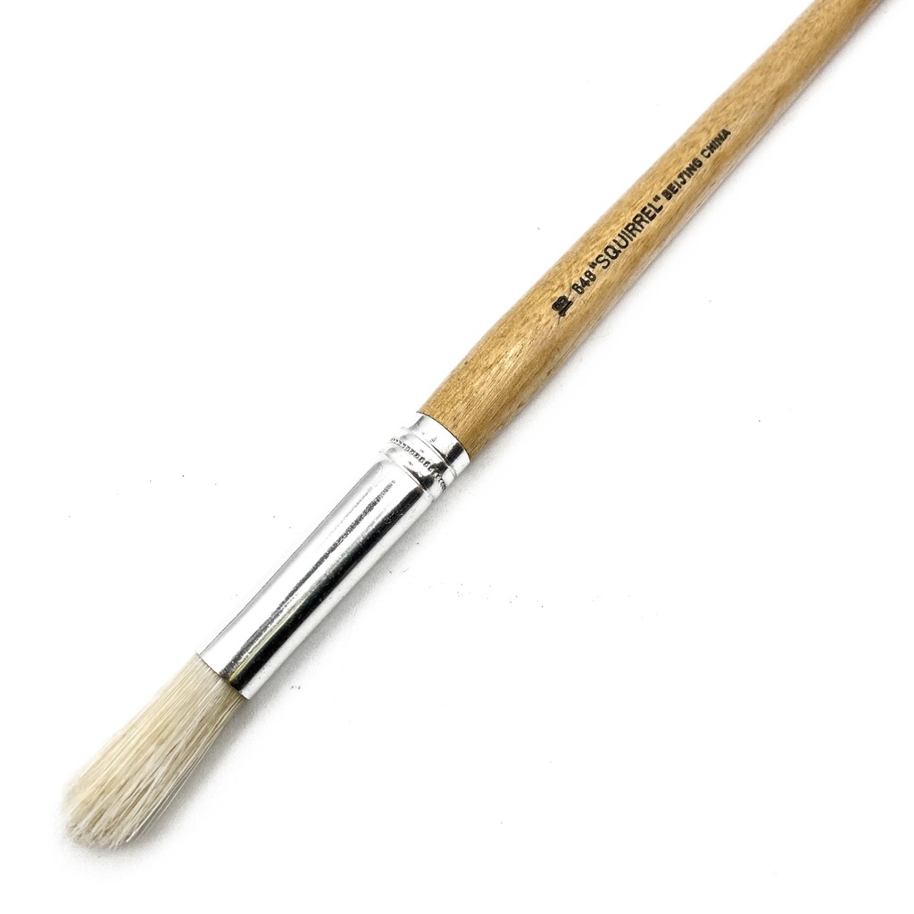 Eterna - White Hog Bristle Brush With Long Handle - Round #2