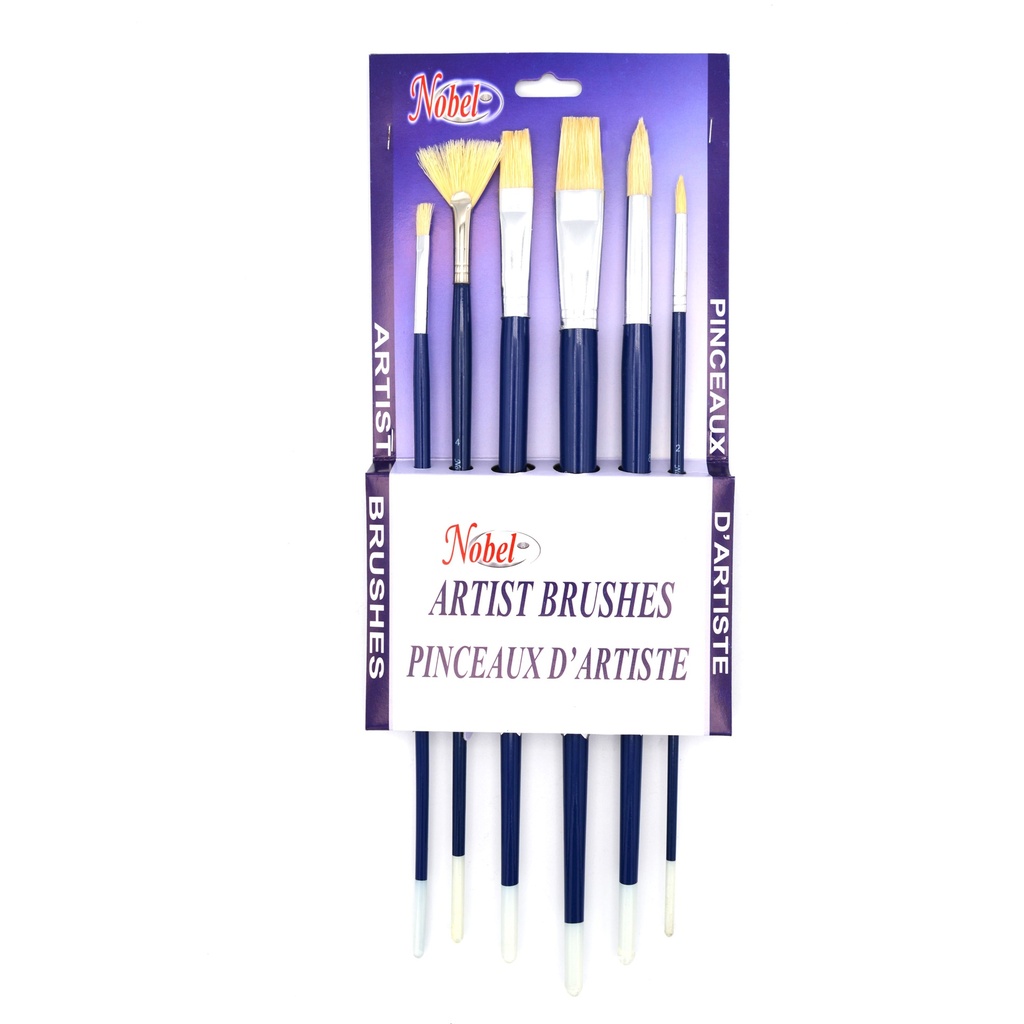 Bristles Brush Set Of 6 (Fan - Round - Flat)