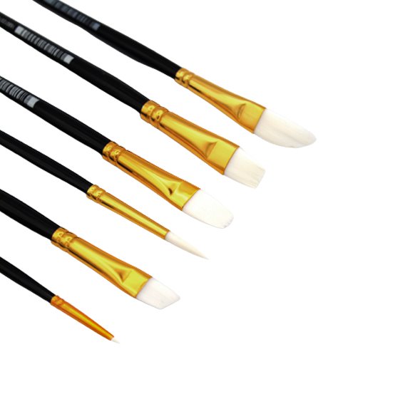 Stella - White Synthetic Hair Short Handle Brush - Set Of 6 Mixed Brushes