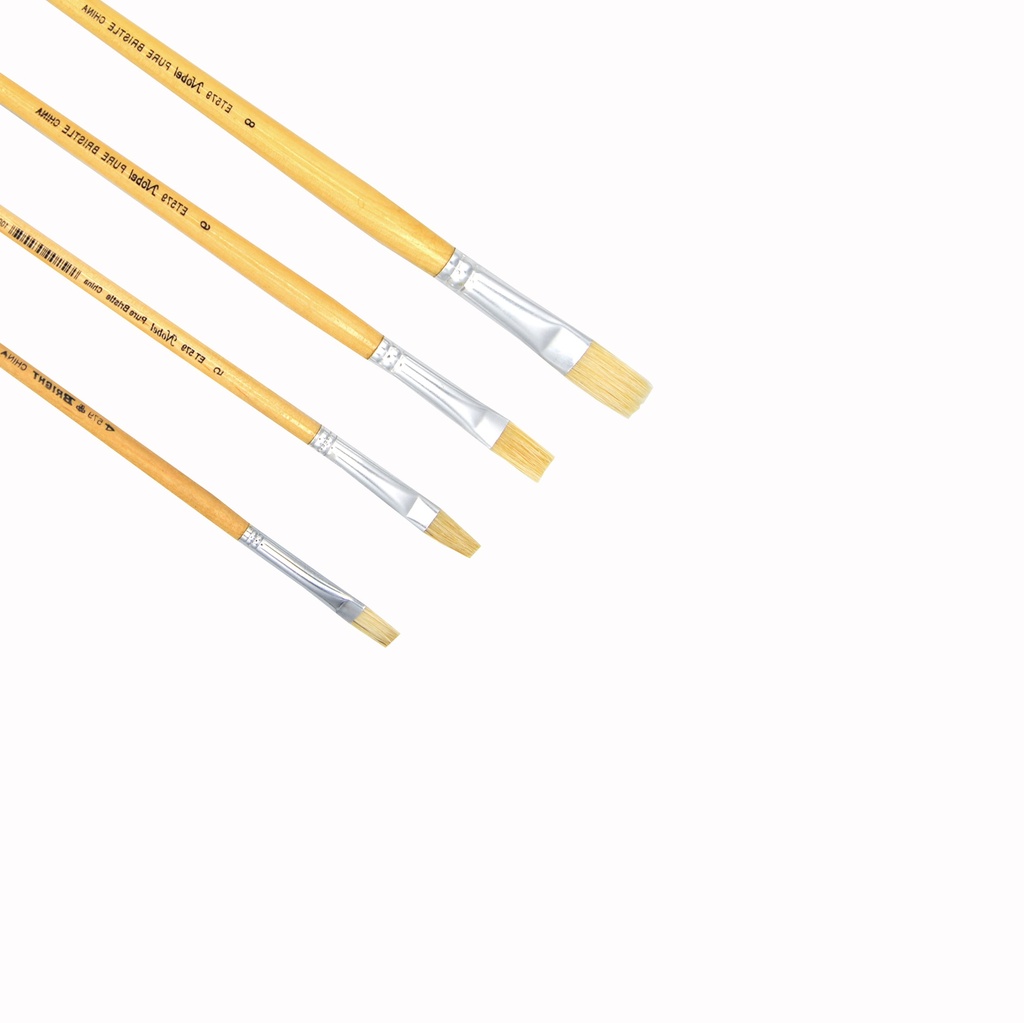 Eterna - White Hog Bristle with Long Handle - Set of 4 Bright Brushes