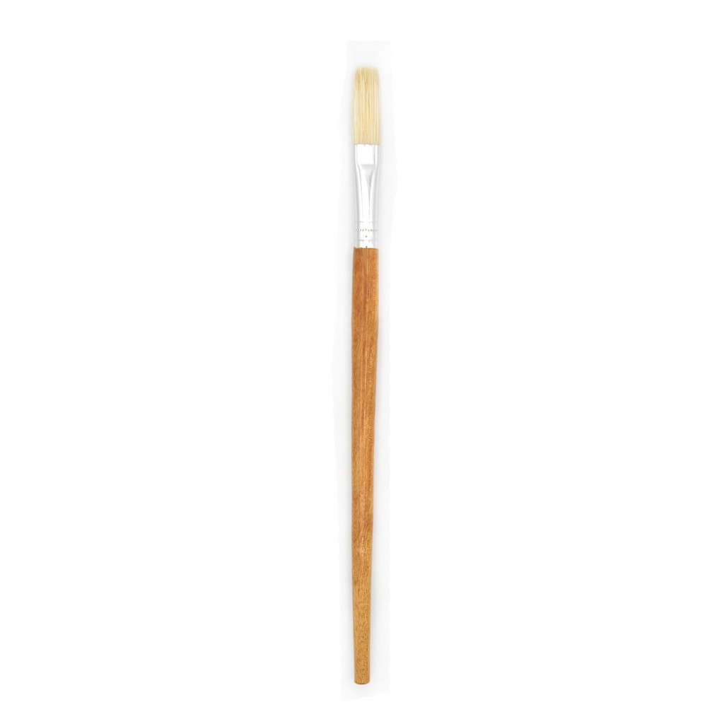 White Hog Bristle Brush with Short Handle - Flat #3